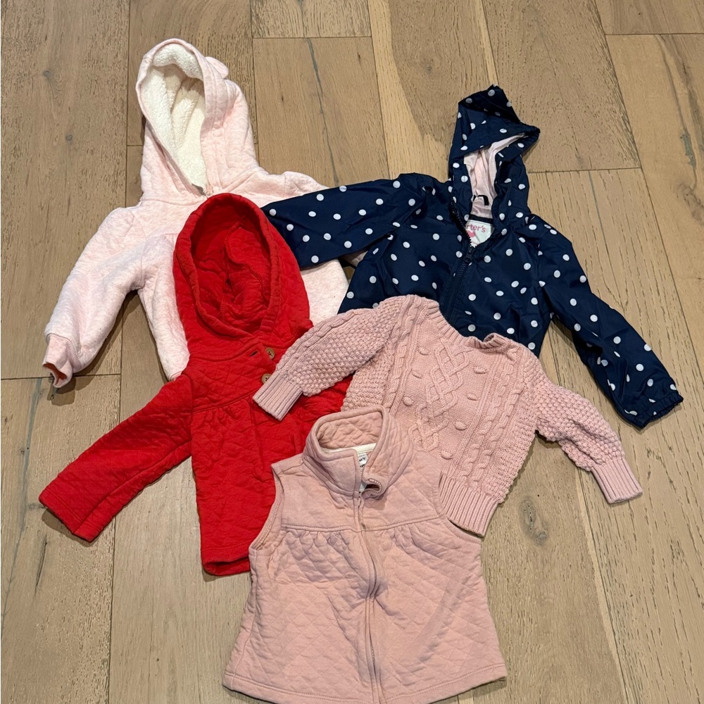 5-Piece Kids Hoodie Jacket and Sweater Set - Pink, Red, Navy